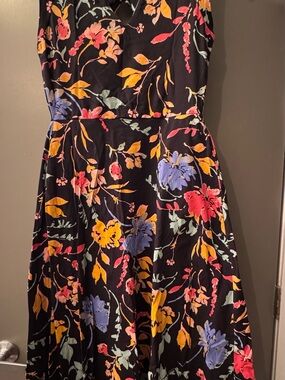 Pact Black Midi Dress with Multicolor Floral Print